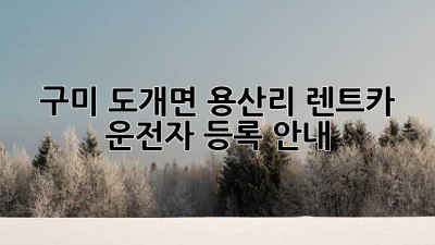 구미 도개면 용산리 렌트카 운전자 등록 안내